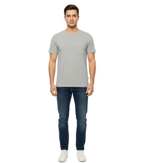11 PROJECT Otto T-shirt da uomo in cotone, semplice camicia estiva con taschino sul petto 20716238 ME 200274 Grigio