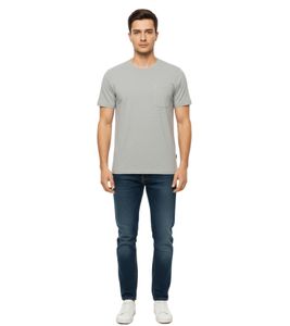 11 PROJECT Otto T-shirt da uomo in cotone, semplice camicia estiva con taschino sul petto 20716238 ME 200274 Grigio
