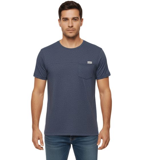 11 PROJECT Santo Men's Cotton T-Shirt, Heathered Summer Shirt with Chest Pocket 20715236 ME 194024 Blue