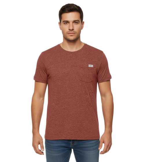 11 PROJECT Santo Men's Cotton T-Shirt, Heathered Summer Shirt with Chest Pocket 20715236 ME 191540 Rust Red