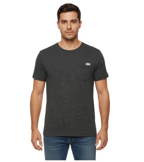 11 PROJECT Santo Men's Cotton T-Shirt, Heathered Summer Shirt with Chest Pocket 20715236 ME 194007 Black