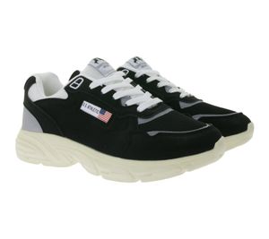 U.S. Athletic Flag Men's Casual Sneakers in Overlay Look Lace-up Shoes Trainers Black/White
