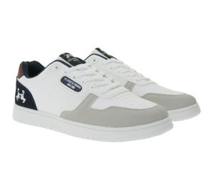 U.S. Athletic Basic Men's Everyday Sneakers with Embossed Logo, Lace-Up Shoes with Embroidery, Sneakers, White/Grey/Navy/Bordeaux