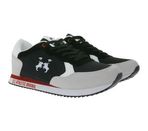 Zapatillas deportivas U.S. Athletic Speed ​​Run para hombre, de lona con aspecto de ante, con cordones, en negro/gris/blanco.