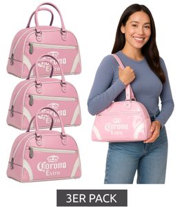 3er Pack Corona Bier Bowling Bag Damen Handtasche Schulter-Tasche mit Logoschriftzug 31 x 22 x 12 cm MB53346COR0 Rosa