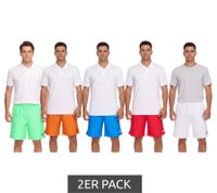 2er Pack Outfitter OCEAN FABRICS Trainings-Shorts für Herren nachhaltige Sport-Hose Tahi Match OUT-M-1032-OTW in Weiß, Rot, Blau, Orange oder Grün