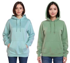 ZEGY Damen Hoodie schlichter Kapuzen-Pullover mit Kängurutasche Sweater 1082 Grün oder Mint-Grün