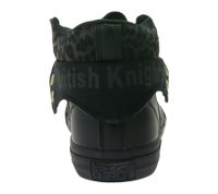 Baskets montantes pour femme BRITISH KNIGHTS Roco, imprimé léopard, lacets, revers convertible ou rabattable, B48-3709-02, Noir