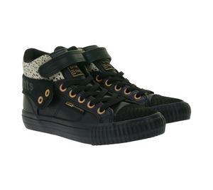 Zapatillas deportivas BRITISH KNIGHTS Roco para niños, de caña media, con estampado de guepardo, cordones y puño convertible o plegable, para adolescentes (niños y niñas), B48-3709C-01, negras