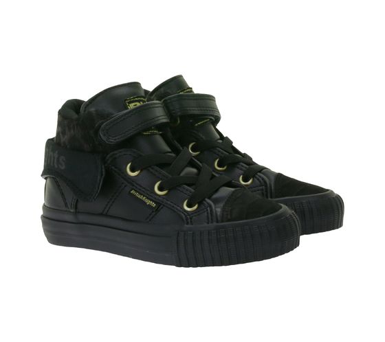 Zapatillas deportivas BRITISH KNIGHTS Roco Baby de caña media con estampado de leopardo, con cordones y puño plegable, modelo B48-3709I-02, color negro