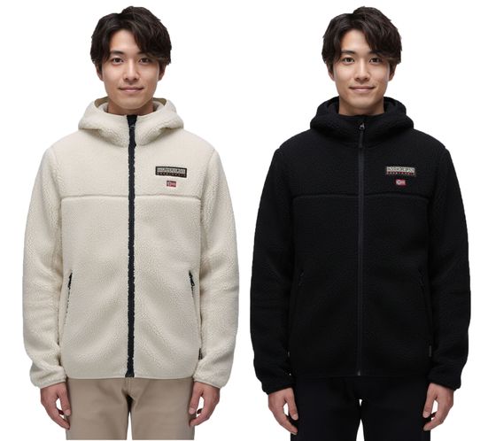 NAPAPIJRI T-Tynik FZH Herren Fleece-Jacke nachhaltige Sweat-Jacke mit seitlichen Eingriffstaschen Fleecejacke Schwarz oder Beige