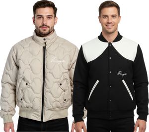 ROUGH. Herren Collegejacke oder Stepp-Jacke Übergangs-Jacke Freizeit Beige Stepp oder Schwarz/Weiß