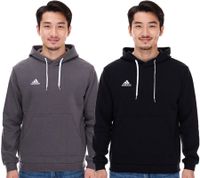 Felpa con cappuccio adidas Entrada 22 Hoody da uomo in cotone sostenibile con tasca a marsupio, nera o grigia