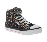 BRITISH KNIGHTS Dee Kids' Mid-Top Sneakers with Flamingos, Girls' Lace-Up Shoes with Reinforced Toe B48-3728I-01 Black/Pink/White