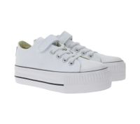 BRITISH KNIGHTS Kaya Low Kids' Low-Top Canvas Sneakers with Reinforced Toe and Platform Lace-Up Shoes B49-3705C-01 White