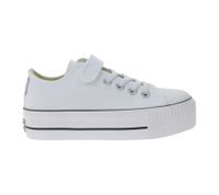 BRITISH KNIGHTS Kaya Low Kids' Low-Top Canvas Sneakers with Reinforced Toe and Platform Lace-Up Shoes B49-3705C-01 White