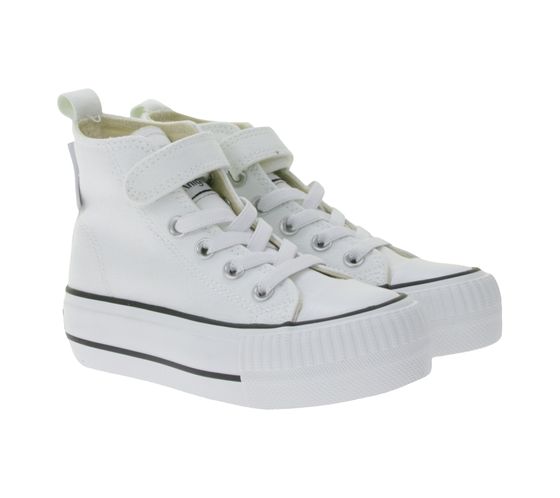 BRITISH KNIGHTS Kaya Mid Kids' Mid-Top Canvas Sneakers with Reinforced Toe, Lace-Up Shoes for Teen Boys and Girls, B49-3709C-02, White