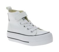 BRITISH KNIGHTS Kaya Mid Kids' Mid-Top Canvas Sneakers with Reinforced Toe, Lace-Up Shoes for Teen Boys and Girls, B49-3709C-02, White