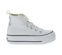 BRITISH KNIGHTS Kaya Mid Kids' Mid-Top Canvas Sneakers with Reinforced Toe, Lace-Up Shoes for Teen Boys and Girls, B49-3709C-02, White