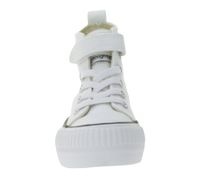 BRITISH KNIGHTS Kaya Mid Kids' Mid-Top Canvas Sneakers with Reinforced Toe, Lace-Up Shoes for Teen Boys and Girls, B49-3709C-02, White