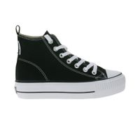 BRITISH KNIGHTS Kaya Mid Women's Mid-Top Canvas Sneakers with Reinforced Toe, Lace-Up Shoes B49-3709-01 Black