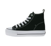 BRITISH KNIGHTS Kaya Mid Women's Mid-Top Canvas Sneakers with Reinforced Toe, Lace-Up Shoes B49-3709-01 Black