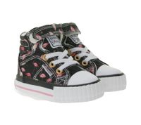BRITISH KNIGHTS Dee Toddler Mid-Top Sneakers with Flamingos, Girls' Lace-Up Shoes with Reinforced Toe, B49-3733I-01, Black/Pink/White