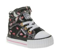 BRITISH KNIGHTS Dee Toddler Mid-Top Sneakers with Flamingos, Girls' Lace-Up Shoes with Reinforced Toe, B49-3733I-01, Black/Pink/White