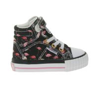 BRITISH KNIGHTS Dee Toddler Mid-Top Sneakers with Flamingos, Girls' Lace-Up Shoes with Reinforced Toe, B49-3733I-01, Black/Pink/White