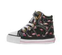 BRITISH KNIGHTS Dee Toddler Mid-Top Sneakers with Flamingos, Girls' Lace-Up Shoes with Reinforced Toe, B49-3733I-01, Black/Pink/White