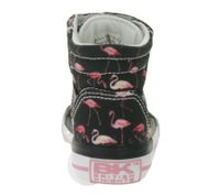 BRITISH KNIGHTS Dee Toddler Mid-Top Sneakers with Flamingos, Girls' Lace-Up Shoes with Reinforced Toe, B49-3733I-01, Black/Pink/White