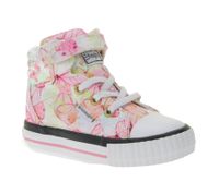 BRITISH KNIGHTS Dee Toddler Mid-Top Sneakers with Butterflies, Girls' Lace-Up Shoes with Reinforced Toe B49-3734I-01 White/Pink/Multicolor