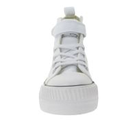 BRITISH KNIGHTS Kaya Mid Kids' Mid-Top Canvas Sneakers with Decorative Heart Embroidery & Love Print Lace-Up Shoes for Teen Girls B49-3710C-02 White