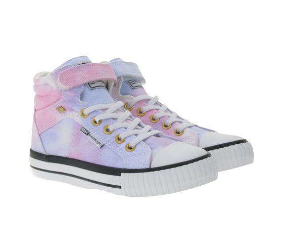 BRITISH KNIGHTS Dee Kids' Mid-Top Sneakers with Gradient Color, Girls' Lace-Up Shoes with Reinforced Toe B49-3734C-07 White/Blue/Pink/Multicolor