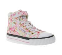 BRITISH KNIGHTS Dee Kids' Mid-Top Sneakers with Butterflies, Girls' Lace-Up Shoes with Reinforced Toe B49-3734C-01 White/Pink/Multicolor
