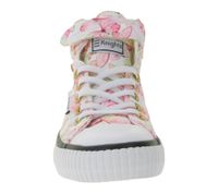 BRITISH KNIGHTS Dee Kids' Mid-Top Sneakers with Butterflies, Girls' Lace-Up Shoes with Reinforced Toe B49-3734C-01 White/Pink/Multicolor