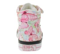 BRITISH KNIGHTS Dee Kids' Mid-Top Sneakers with Butterflies, Girls' Lace-Up Shoes with Reinforced Toe B49-3734C-01 White/Pink/Multicolor