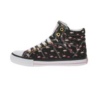 BRITISH KNIGHTS Dee Damen Mid-Top Sneaker mit Flamingos Schnür-Schuhe mit verstärktem Zehenbereich B49-3733-01 Schwarz/Pink/Weiß