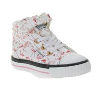 BRITISH KNIGHTS Dee Kleinkinder Mid-Top Sneaker mit Flamingos Mädchen Schnür-Schuhe mit verstärktem Zehenbereich B49-3733I-03 Weiß/Pink/Bunt
