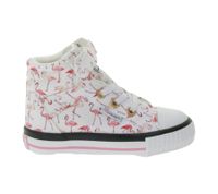 BRITISH KNIGHTS Dee Kleinkinder Mid-Top Sneaker mit Flamingos Mädchen Schnür-Schuhe mit verstärktem Zehenbereich B49-3733I-03 Weiß/Pink/Bunt