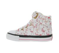 BRITISH KNIGHTS Dee Kleinkinder Mid-Top Sneaker mit Flamingos Mädchen Schnür-Schuhe mit verstärktem Zehenbereich B49-3733I-03 Weiß/Pink/Bunt