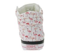 BRITISH KNIGHTS Dee Damen Mid-Top Sneaker mit Flamingos Schnür-Schuhe mit verstärktem Zehenbereich B49-3733-01 Weiß/Pink/Schwarz