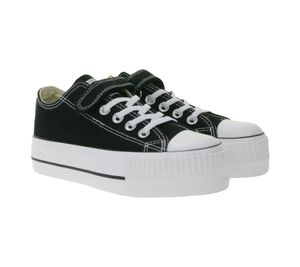 Zapatillas bajas de lona Kaya Low para niños de British Knights, con puntera reforzada y plataforma, cierre de cordones, color negro (B49-3705C-02)