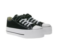 Zapatillas bajas de lona Kaya Low para niños de British Knights, con puntera reforzada y plataforma, cierre de cordones, color negro (B49-3705C-02)