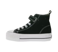 BRITISH KNIGHTS Kaya Mid Kids' Mid-Top Canvas Sneakers with Decorative Floral Embroidery & Loveyourself Print Lace-Up Shoes for Teen Girls B49-3710C-01 Black