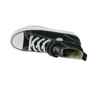 BRITISH KNIGHTS Kaya Mid Kids' Mid-Top Canvas Sneakers with Decorative Floral Embroidery & Loveyourself Print Lace-Up Shoes for Teen Girls B49-3710C-01 Black