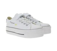 BRITISH KNIGHTS Kaya Low Women's Low-Top Canvas Sneakers with Floral Embroidery and LoveYourself Print Lace-Up Shoes B49-3706C-01 White
