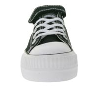 BRITISH KNIGHTS Kaya Low Kids' Low-Top Canvas Sneakers with Heart Embroidery and Love Print Lace-Up Shoes B49-3706C-02 Black