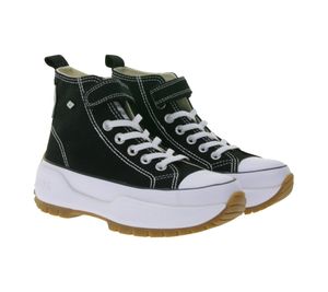 BRITISH KNIGHTS Kaya Mid Fly Kids Mid-Top Canvas Sneakers with Serrated Sole Lace-Up Shoes Teen Boys Girls B49-3702C-01 Black