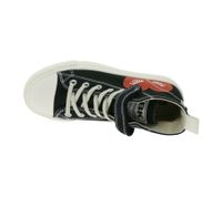 BRITISH KNIGHTS Kaya Mid Kids Mid-Top Canvas Sneakers with Decorative Heart Print Lace-Up Shoes Teenage Girls B52-3705C-01 Black